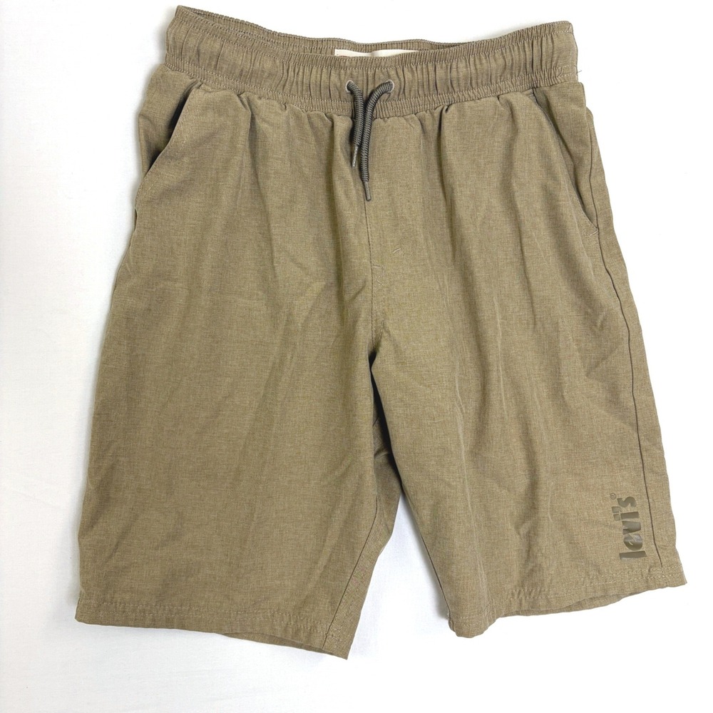 Levis Kids Straight Shorts Khaki Tan Elastic Waist Drawstring Size L 12-13